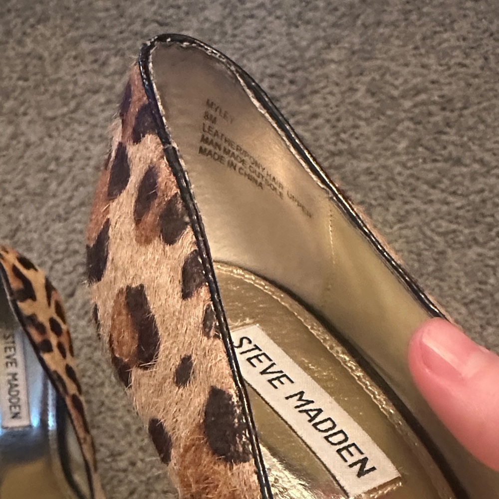 Steve Madden Leopard-Print Pointed Toe Pumps - Brown/Tan - Picture 5 of 6